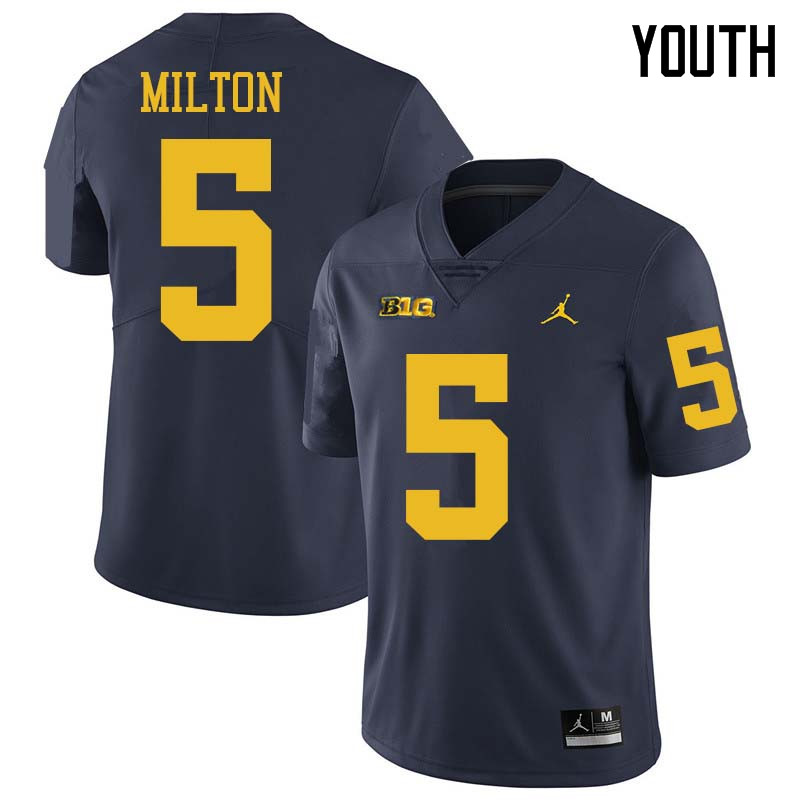Jordan Brand Youth #5 Joe Milton Michigan Wolverines College Football Jerseys Sale-Navy